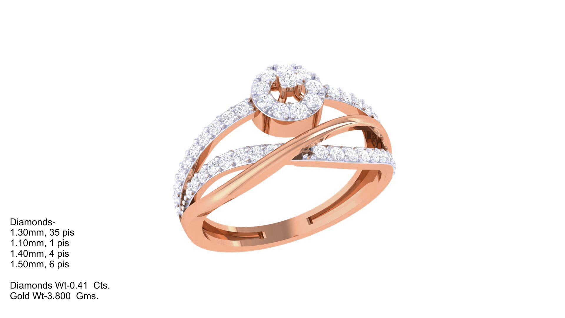 Wire High Jewelry Diamond Cocktail Ring 3dm stl obj renders 3D print model_3