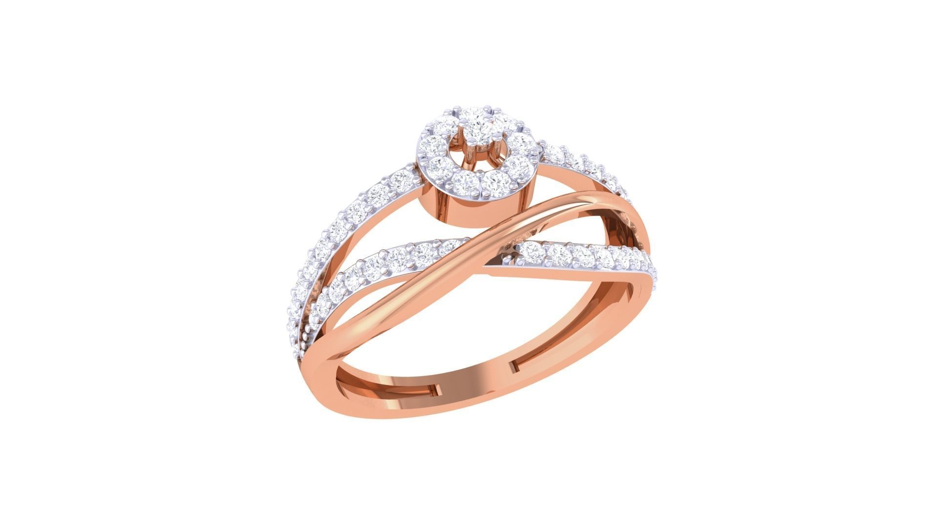 Wire High Jewelry Diamond Cocktail Ring 3dm stl obj renders 3D print model_6