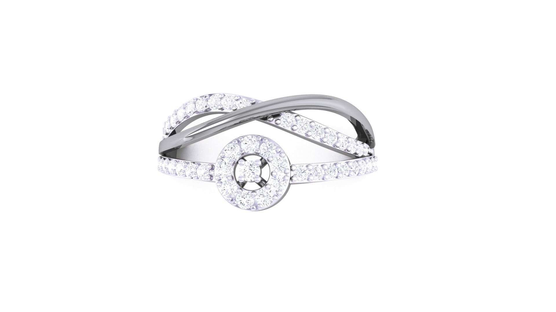 Wire High Jewelry Diamond Cocktail Ring 3dm stl obj renders 3D print model_7