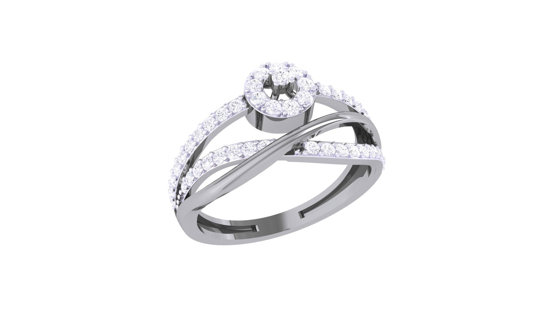 Wire High Jewelry Diamond Cocktail Ring 3dm stl obj renders 3D print model_4