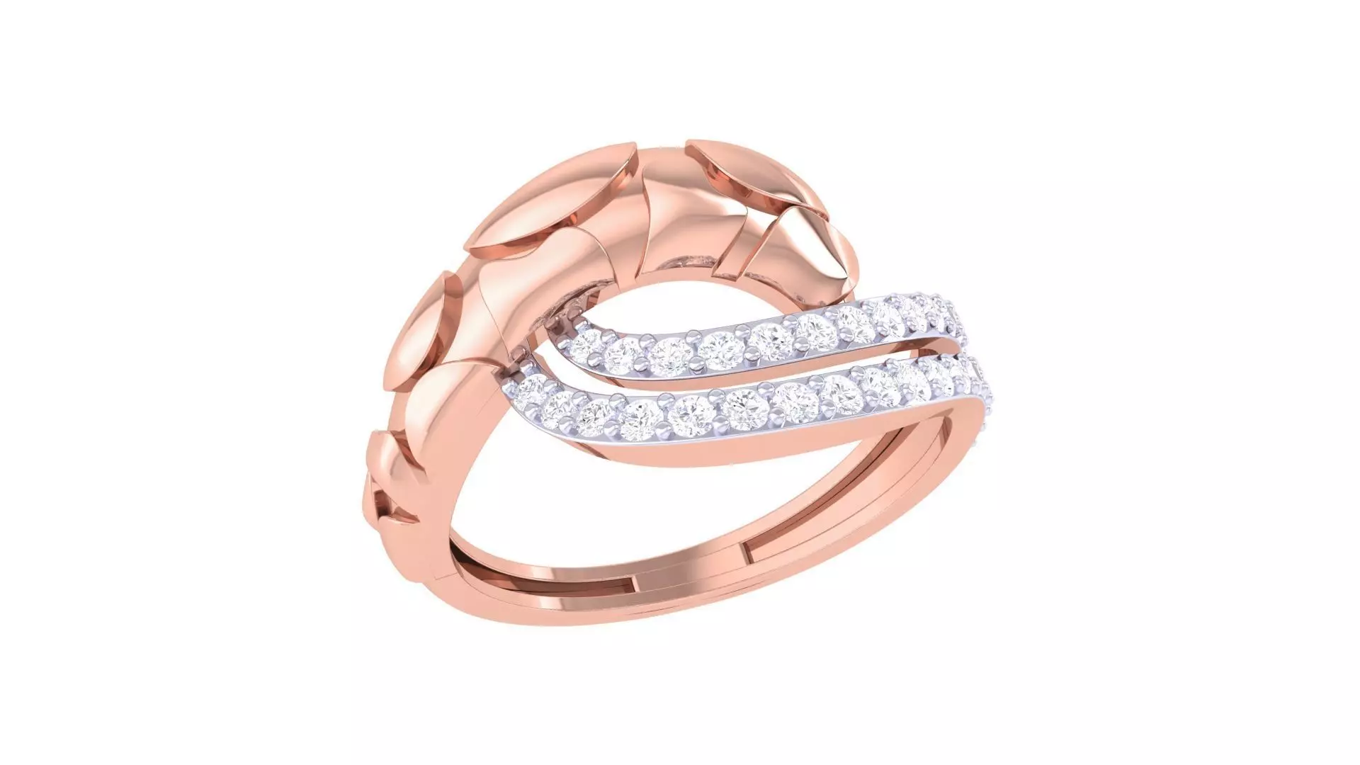 Snake Head High Jewelry Diamond Cocktail Ring 3dm stl obj 3D print model_0