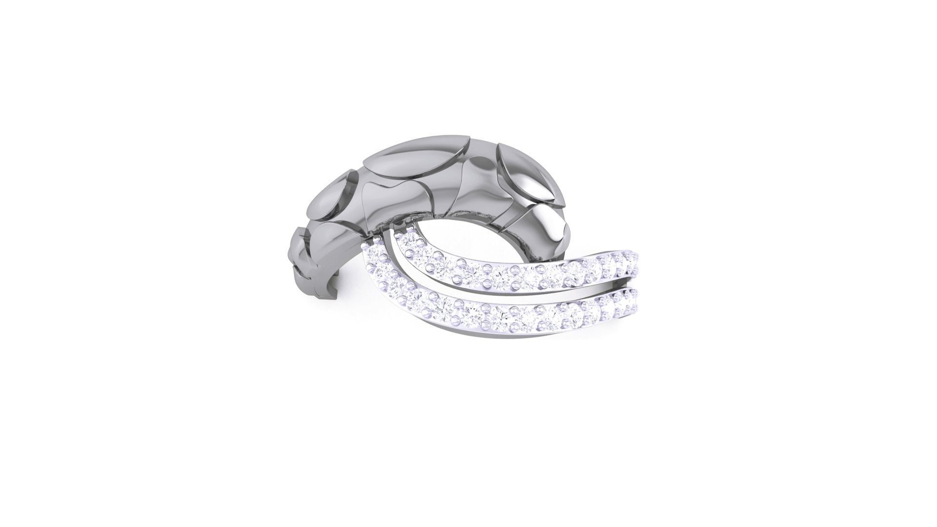 Snake Head High Jewelry Diamond Cocktail Ring 3dm stl obj 3D print model_7