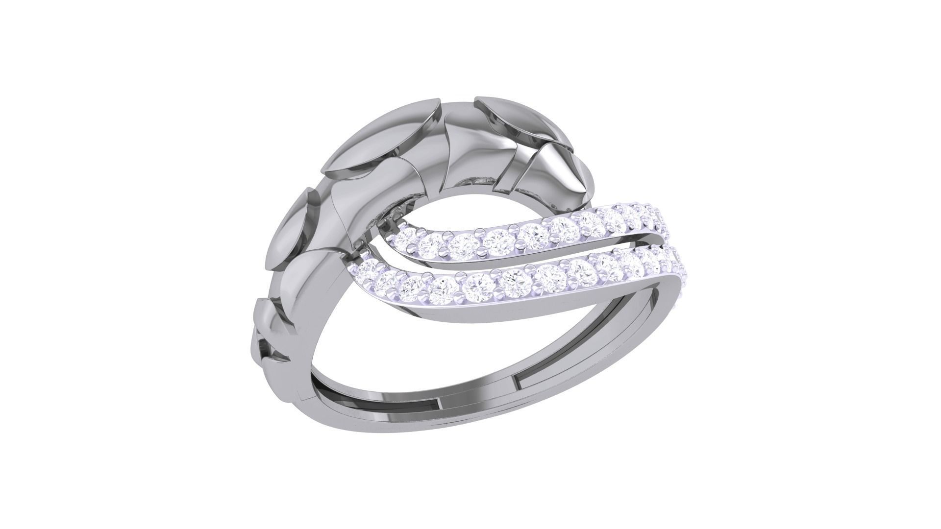 Snake Head High Jewelry Diamond Cocktail Ring 3dm stl obj 3D print model_4