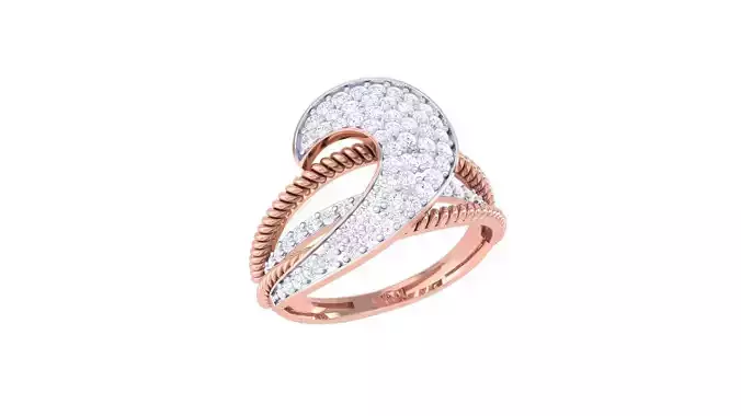 Wire High Jewelry Diamond Cocktail Ring 3dm stl obj renders