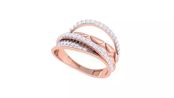 Wire High Jewelry Diamond Cocktail Ring 3dm stl obj renders
