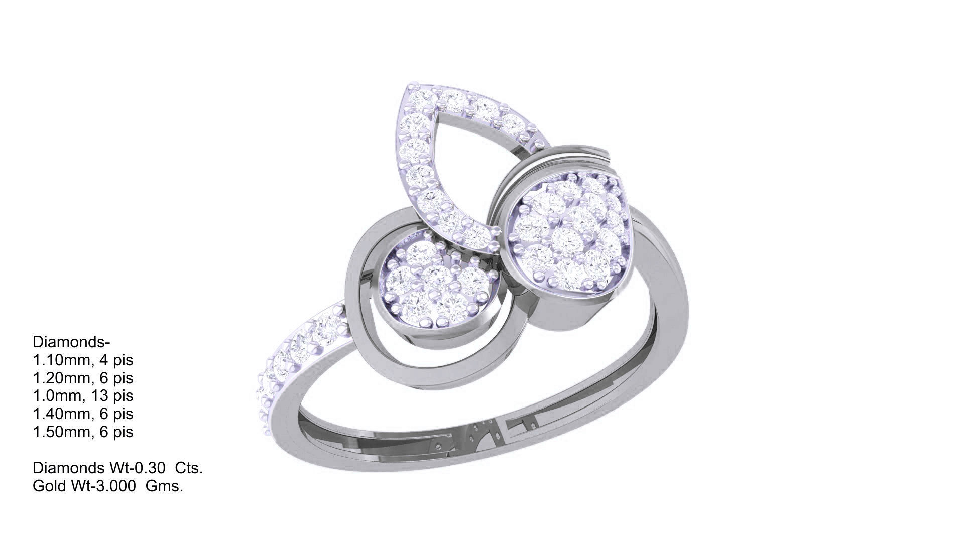 High Jewelry Diamond Cocktail Ring 3dm stl obj renders 3D print model_3