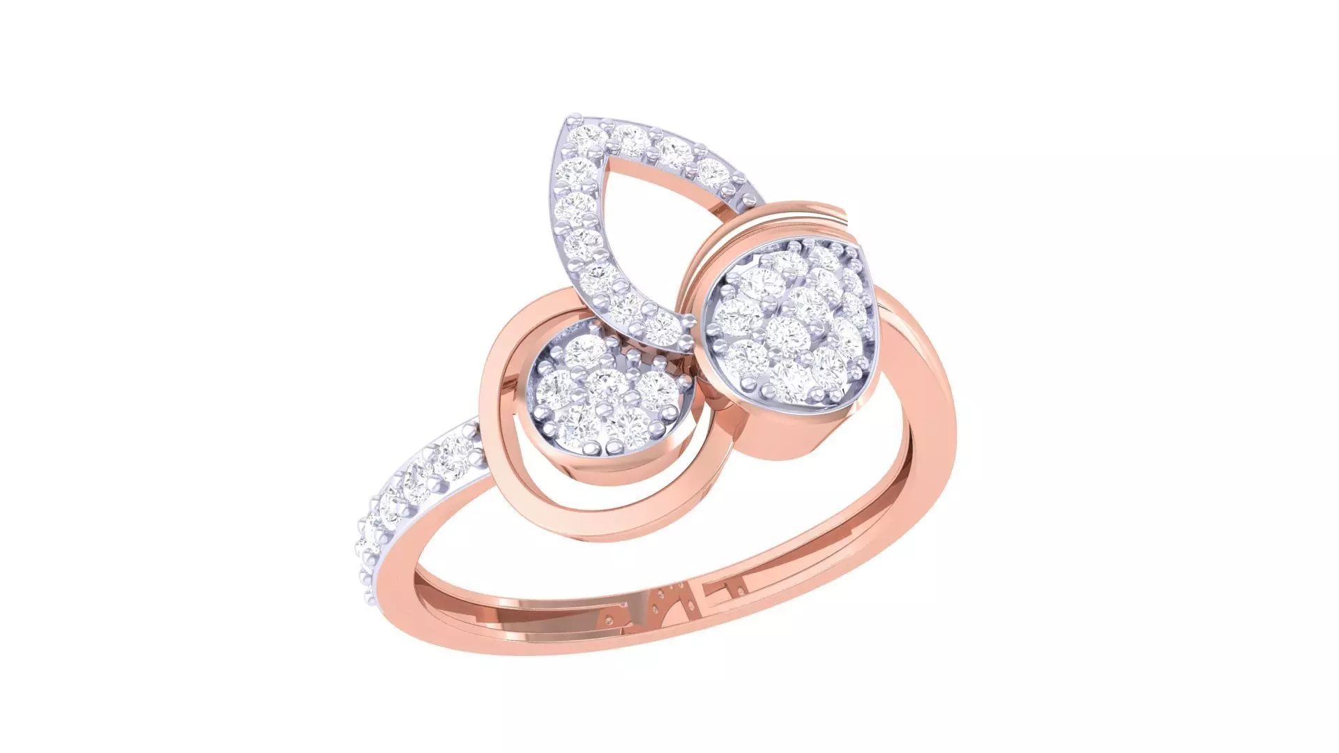 High Jewelry Diamond Cocktail Ring 3dm stl obj renders 3D print model_0