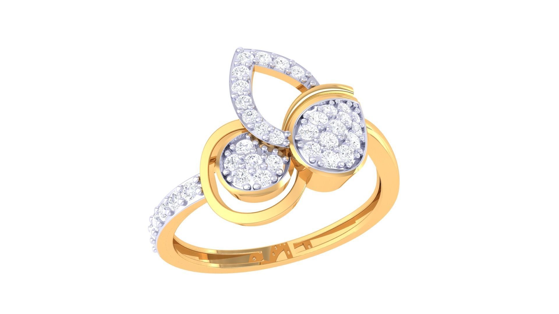 High Jewelry Diamond Cocktail Ring 3dm stl obj renders 3D print model_4