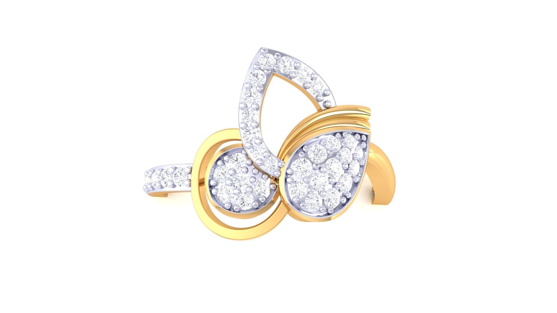 High Jewelry Diamond Cocktail Ring 3dm stl obj renders 3D print model_7