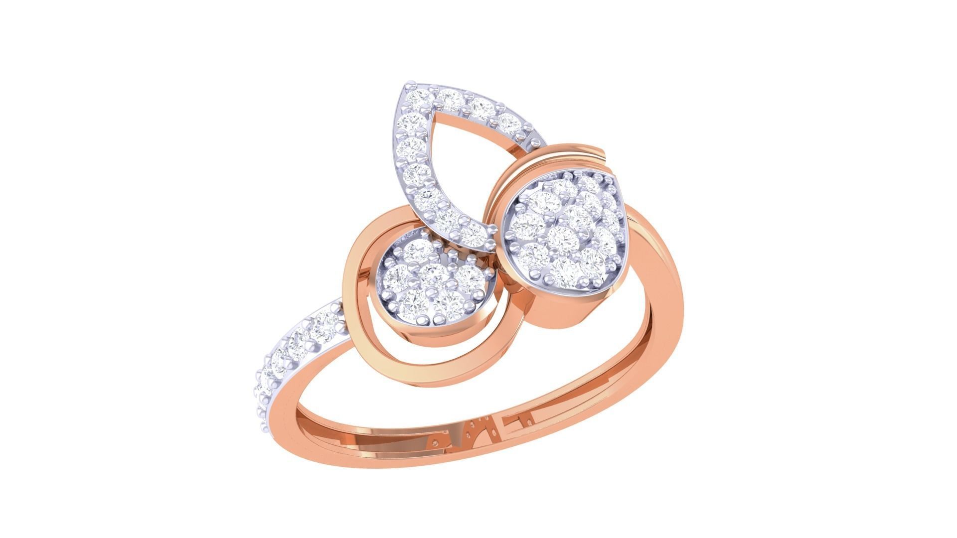 High Jewelry Diamond Cocktail Ring 3dm stl obj renders 3D print model_6