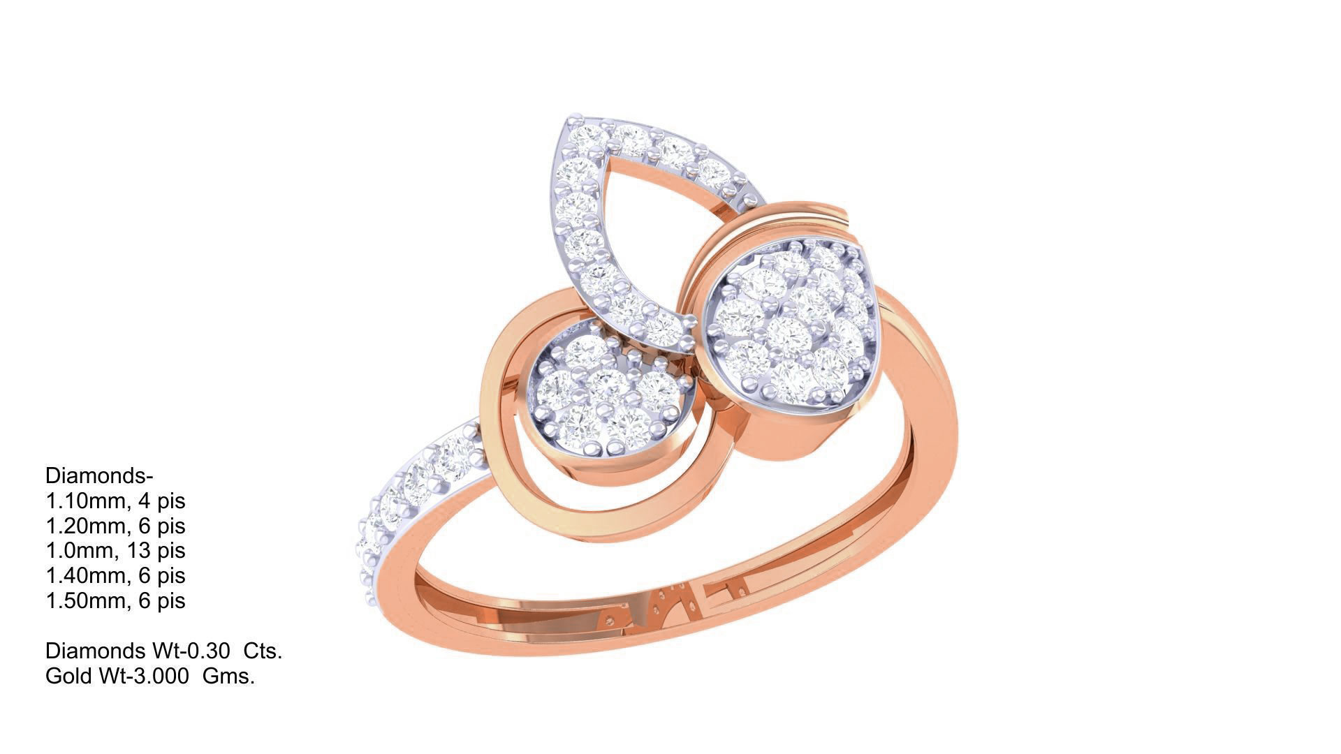 High Jewelry Diamond Cocktail Ring 3dm stl obj renders 3D print model_2