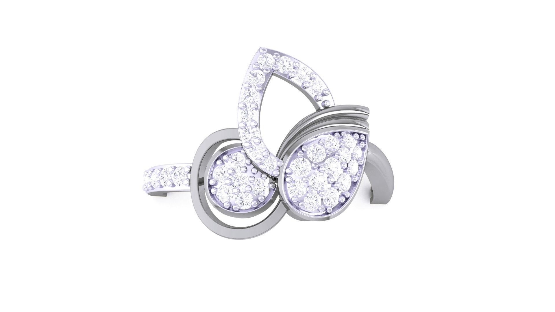 High Jewelry Diamond Cocktail Ring 3dm stl obj renders 3D print model_9