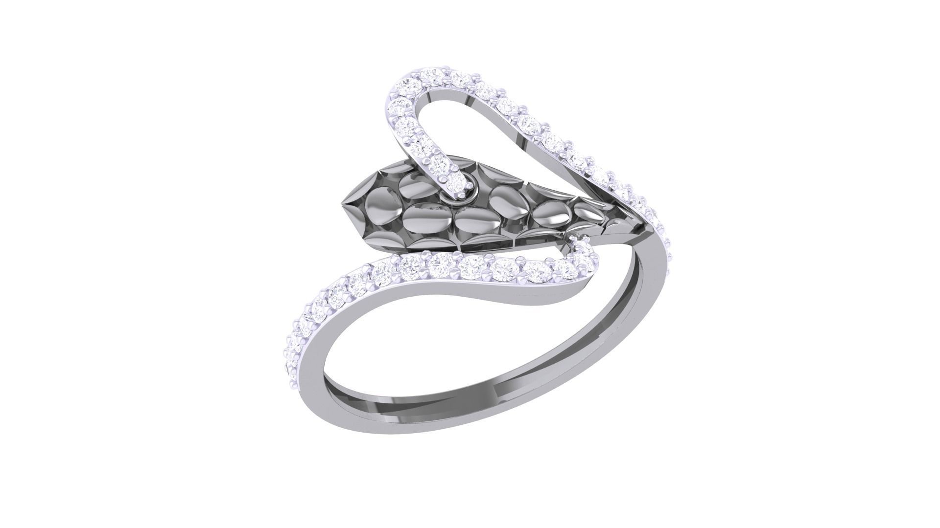 Snake High Jewelry Diamond Cocktail Ring 3dm stl obj renders 3D print model_6