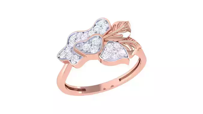 Leaves High Jewelry Diamond Cocktail Ring 3dm stl obj renders