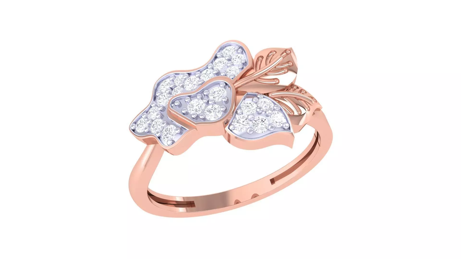 Leaves High Jewelry Diamond Cocktail Ring 3dm stl obj renders 3D print model