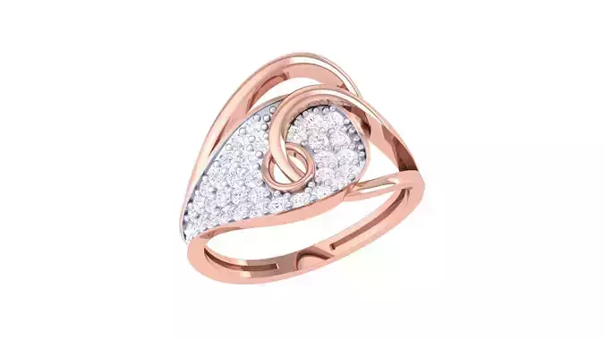 Wire High Jewelry Diamond Cocktail Ring 3dm stl obj renders