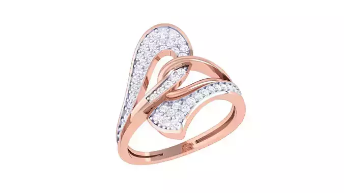 Mesh Leaves High Jewelry Diamond Cocktail Ring 3dm stl obj 