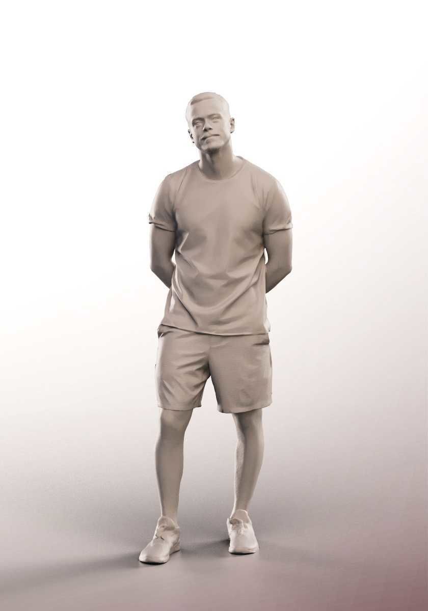 Sandro 13276 - Standing Casual Man In Summer Outfit Low-poly 3D model_3