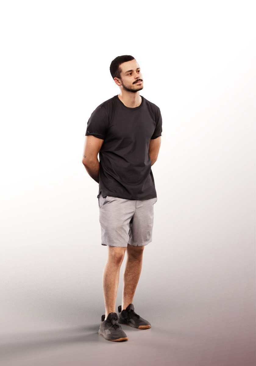 Sandro 13276 - Standing Casual Man In Summer Outfit Low-poly 3D model_2