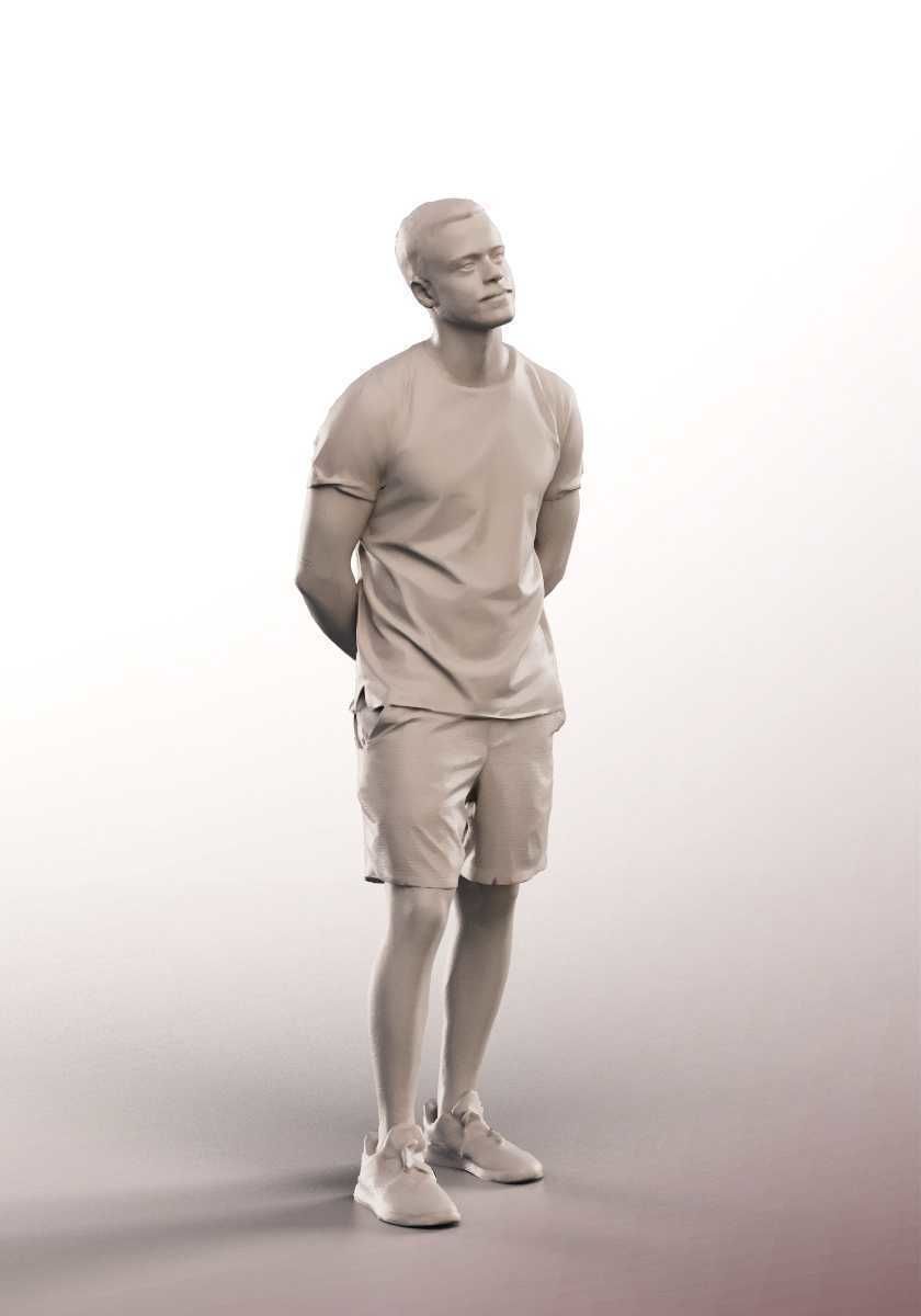 Sandro 13276 - Standing Casual Man In Summer Outfit Low-poly 3D model_4