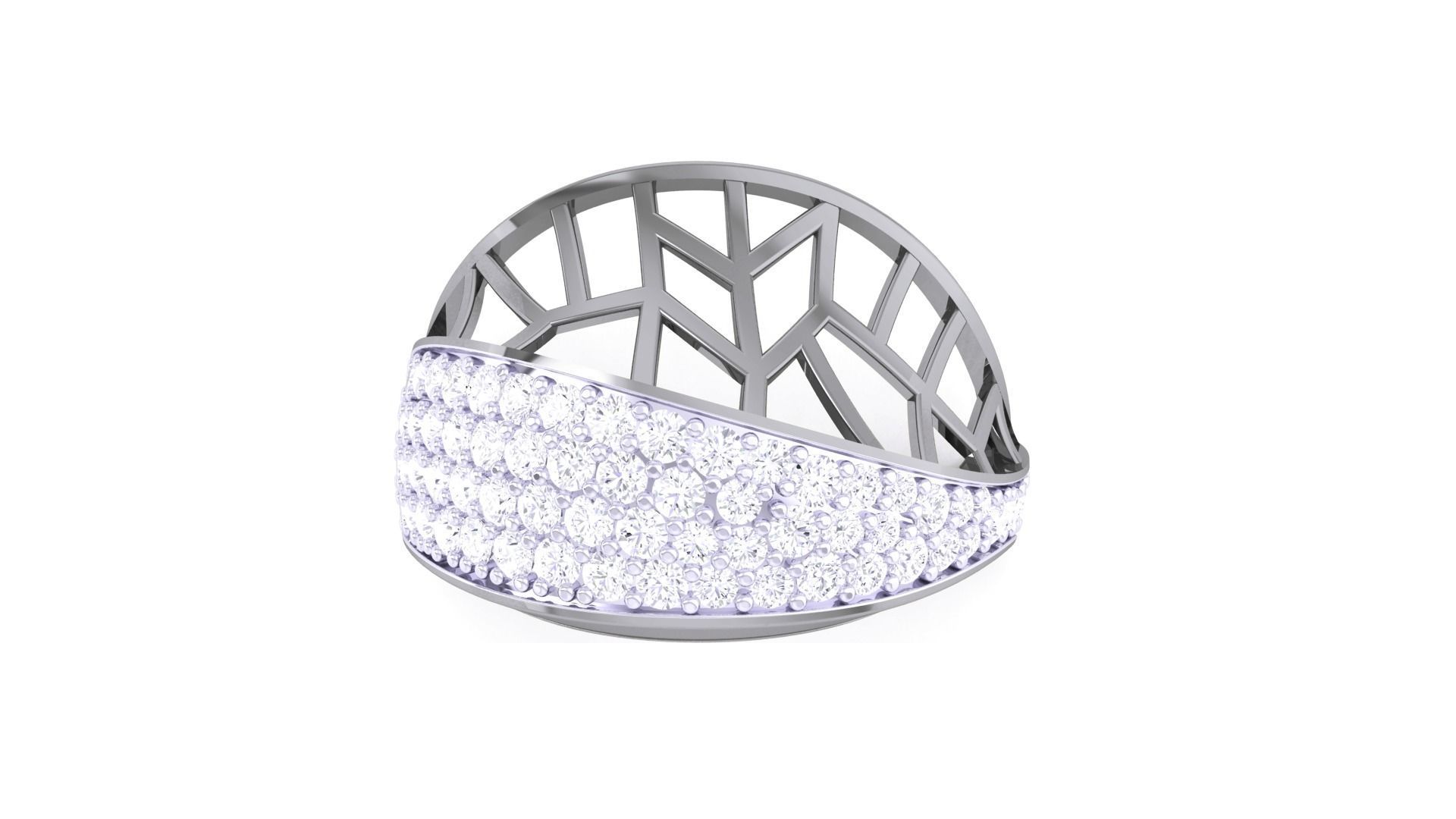 Mesh Wire High Jewelry Diamond Cocktail Ring 3dm stl obj renders 3D print model_8
