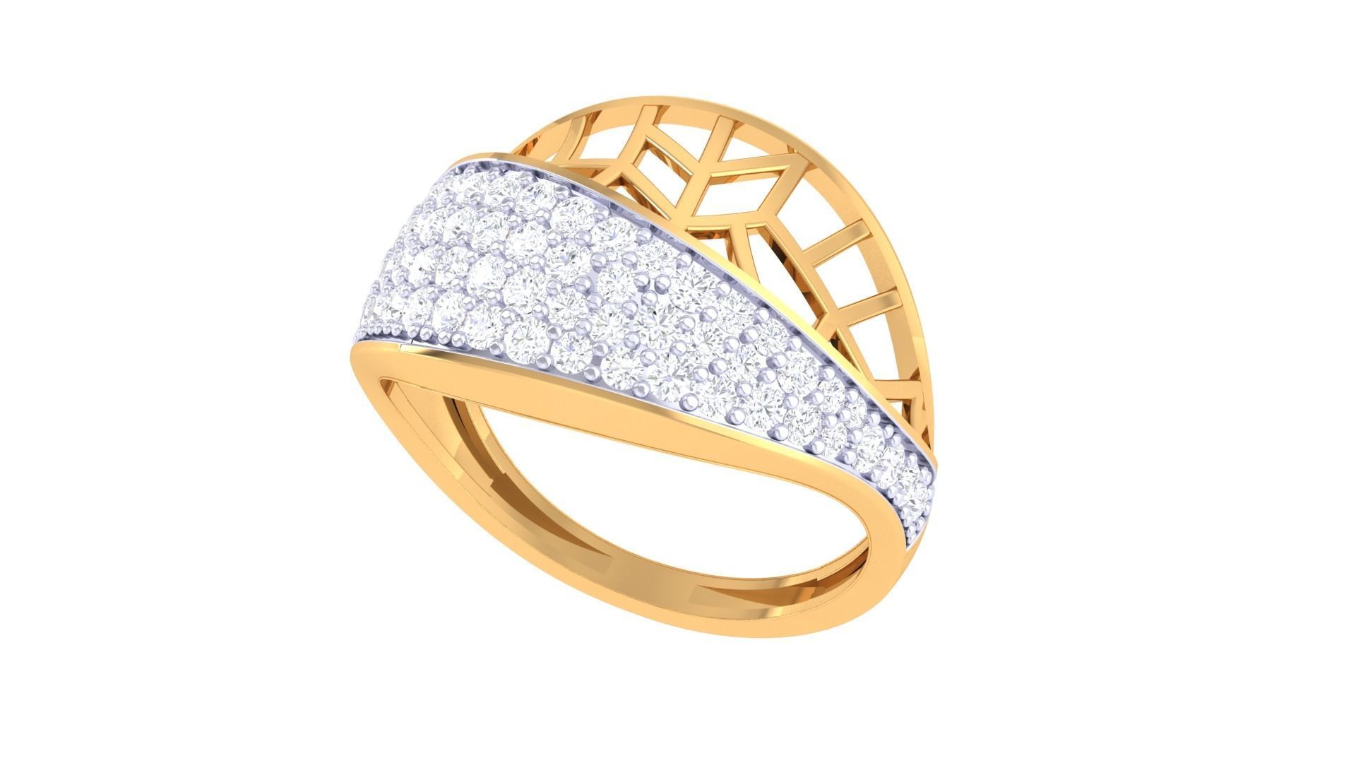 Mesh Wire High Jewelry Diamond Cocktail Ring 3dm stl obj renders 3D print model_6