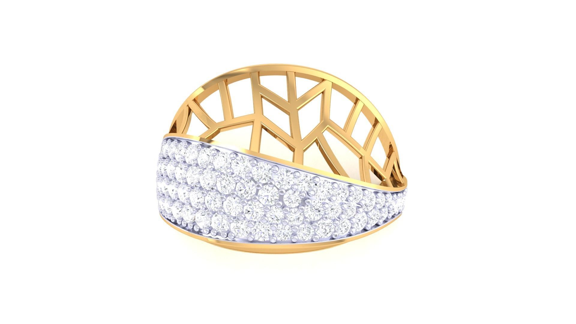 Mesh Wire High Jewelry Diamond Cocktail Ring 3dm stl obj renders 3D print model_9