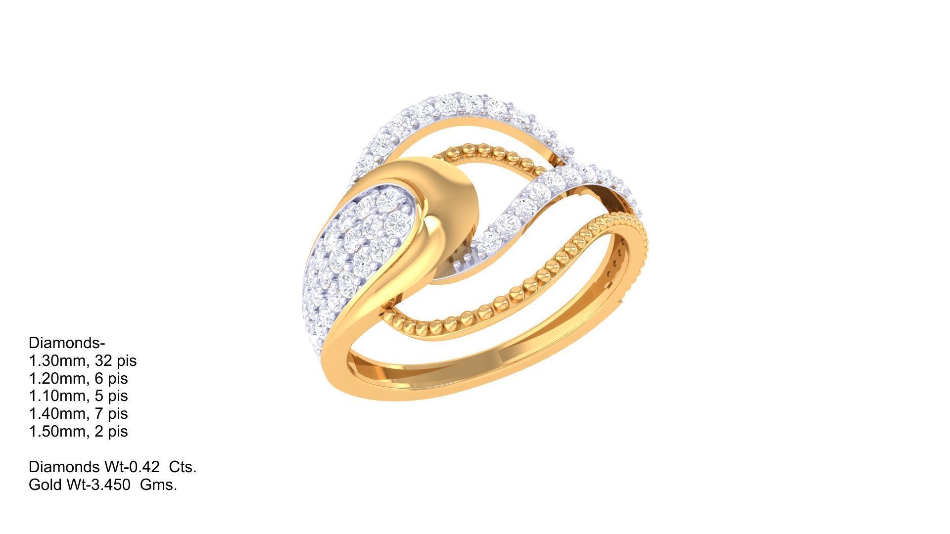 High Jewelry Diamond Cocktail Ring 3dm stl obj renders 3D print model_2