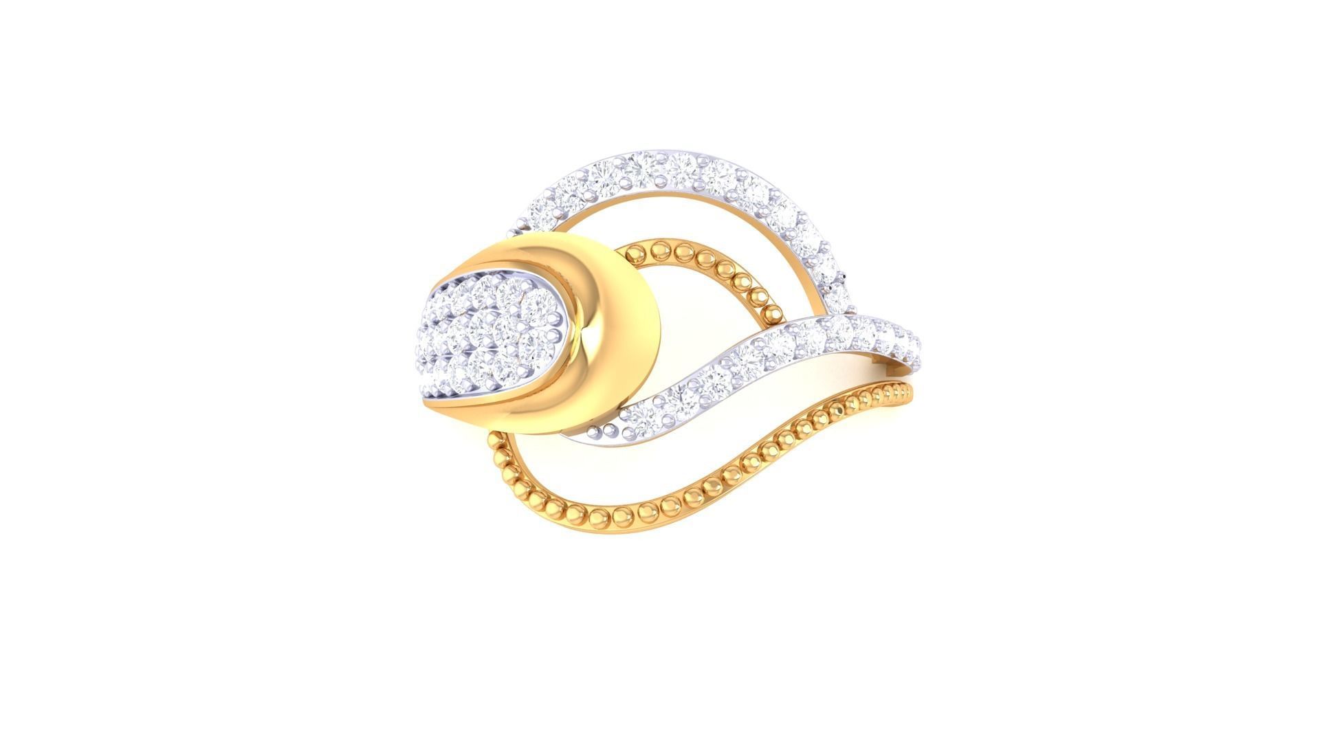 High Jewelry Diamond Cocktail Ring 3dm stl obj renders 3D print model_9