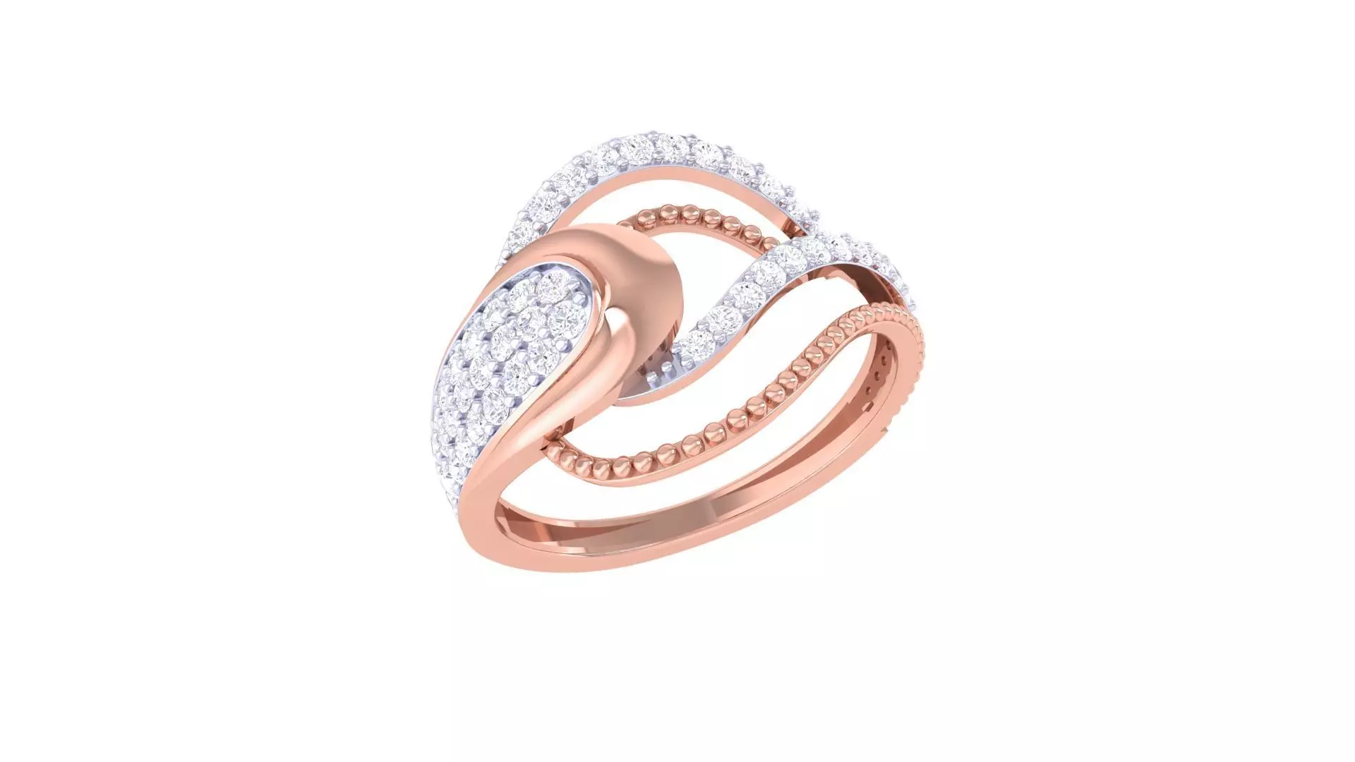 High Jewelry Diamond Cocktail Ring 3dm stl obj renders 3D print model_0