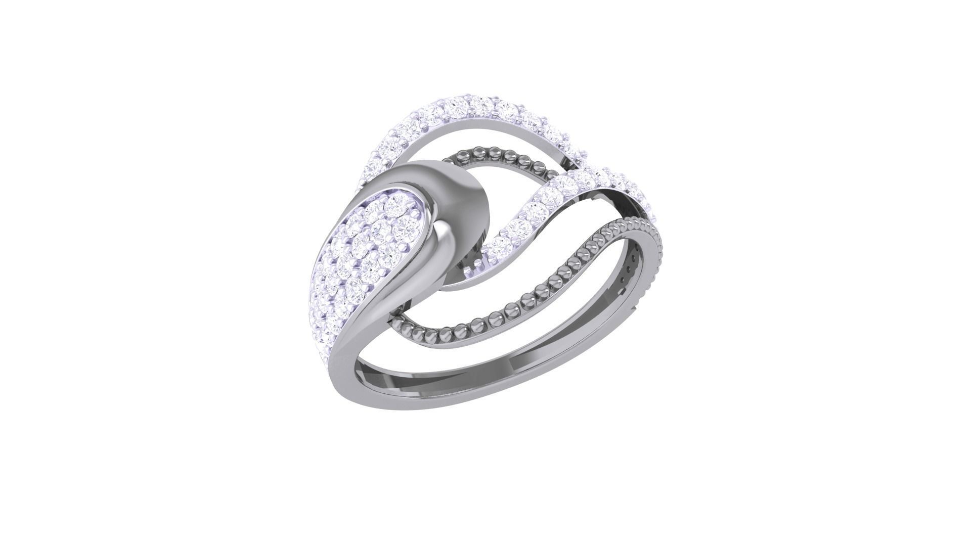 High Jewelry Diamond Cocktail Ring 3dm stl obj renders 3D print model_6