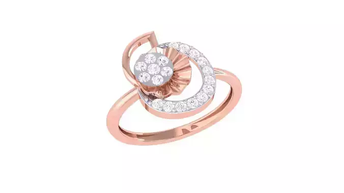 Flower High Jewelry Diamond Cocktail Ring 3dm stl obj renders