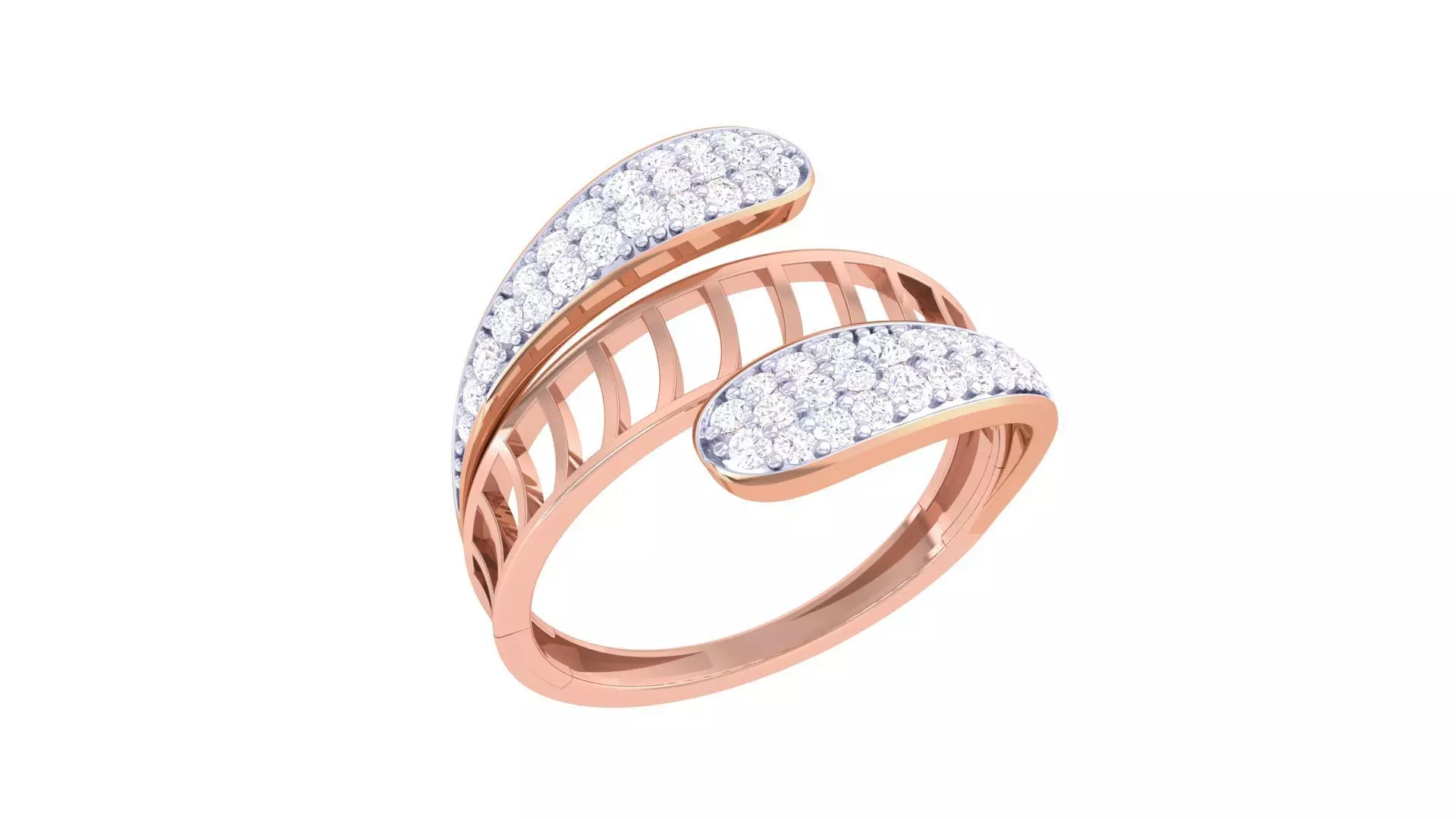 High Jewelry Diamond Cocktail Ring 3dm stl obj renders 3D print model_0