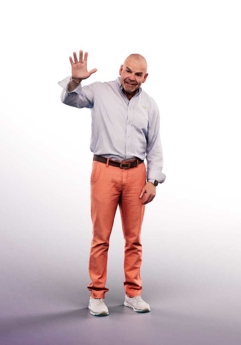 Dirk 13267 - Standing Casual Man Waving Low-poly 3D model_1