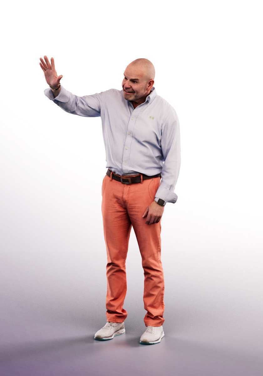 Dirk 13267 - Standing Casual Man Waving Low-poly 3D model_2