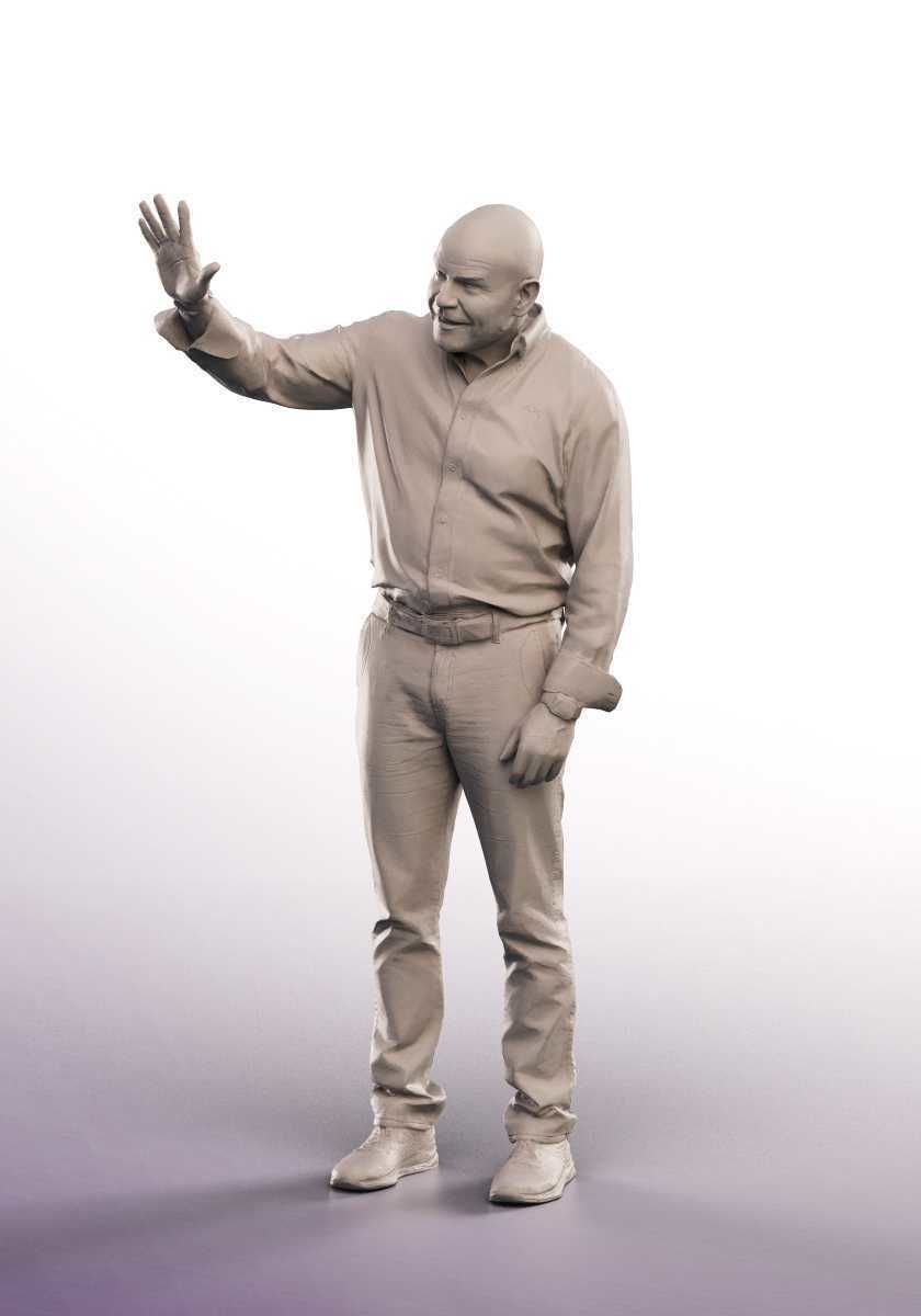 Dirk 13267 - Standing Casual Man Waving Low-poly 3D model_4