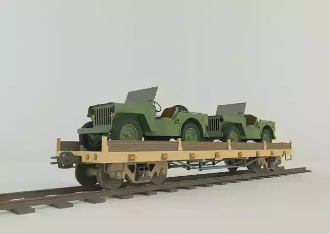 train wagon willys jeep 3D model