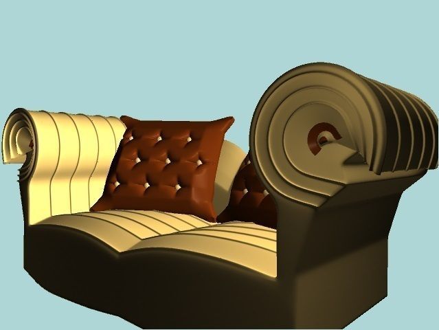 Couch sofa Low-poly 3D model_8