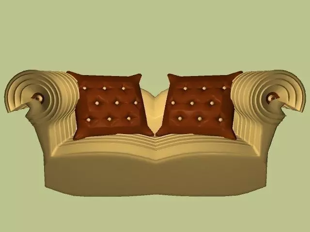 Couch sofa Low-poly 3D model_0