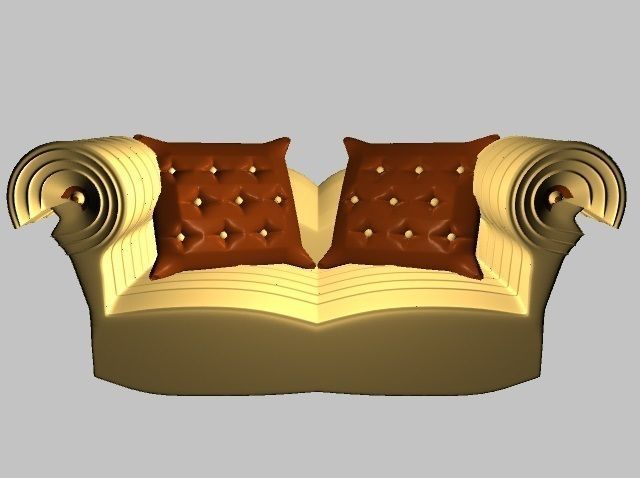 Couch sofa Low-poly 3D model_9
