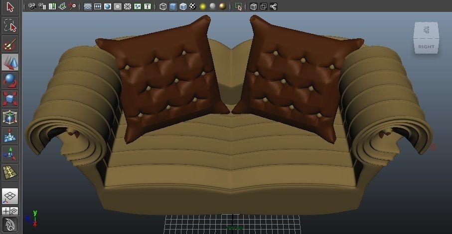 Couch sofa Low-poly 3D model_7