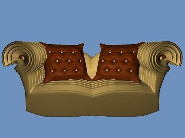 Couch sofa Low-poly 3D model_4