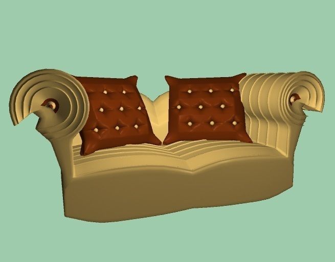 Couch sofa Low-poly 3D model_2