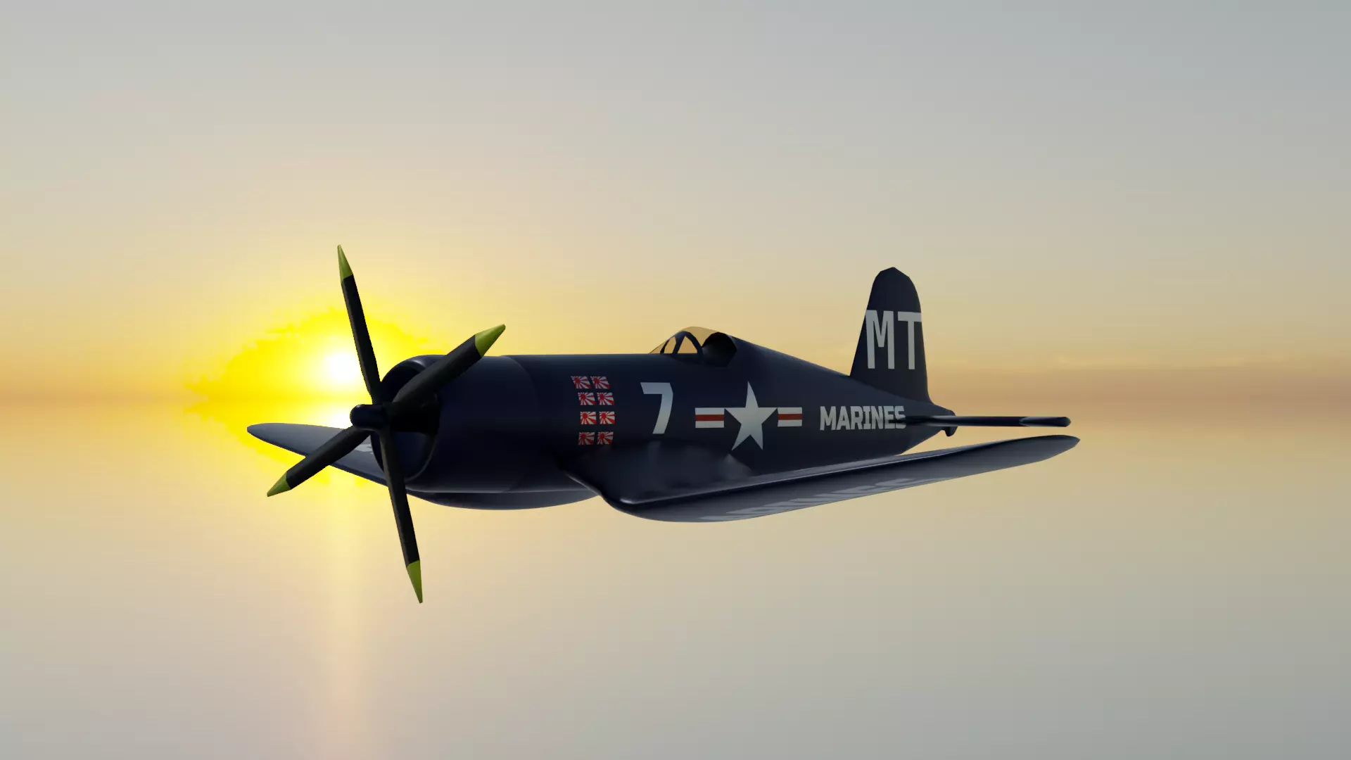 F4 U Corsair Low-poly 3D model_0