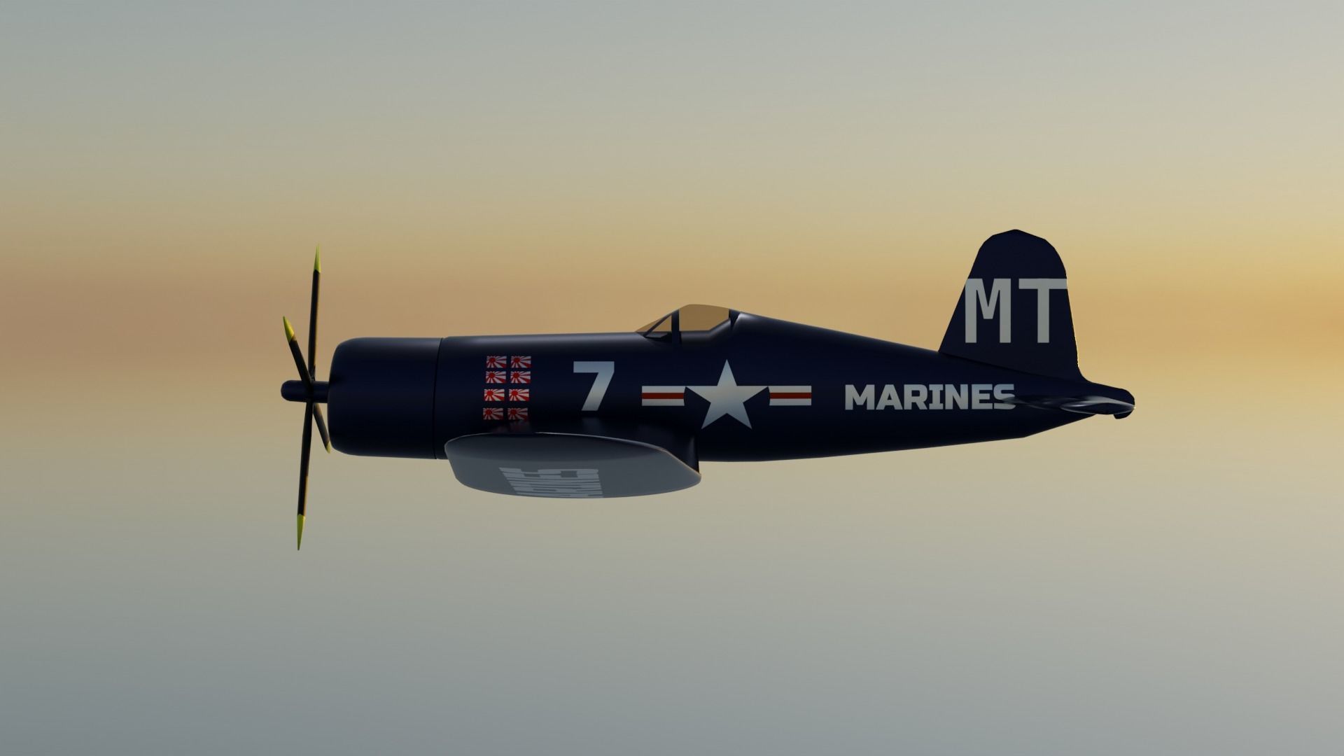 F4 U Corsair Low-poly 3D model_4