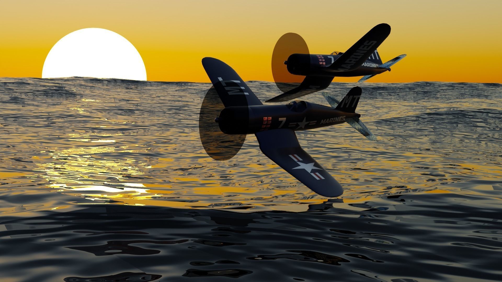F4 U Corsair Low-poly 3D model_3