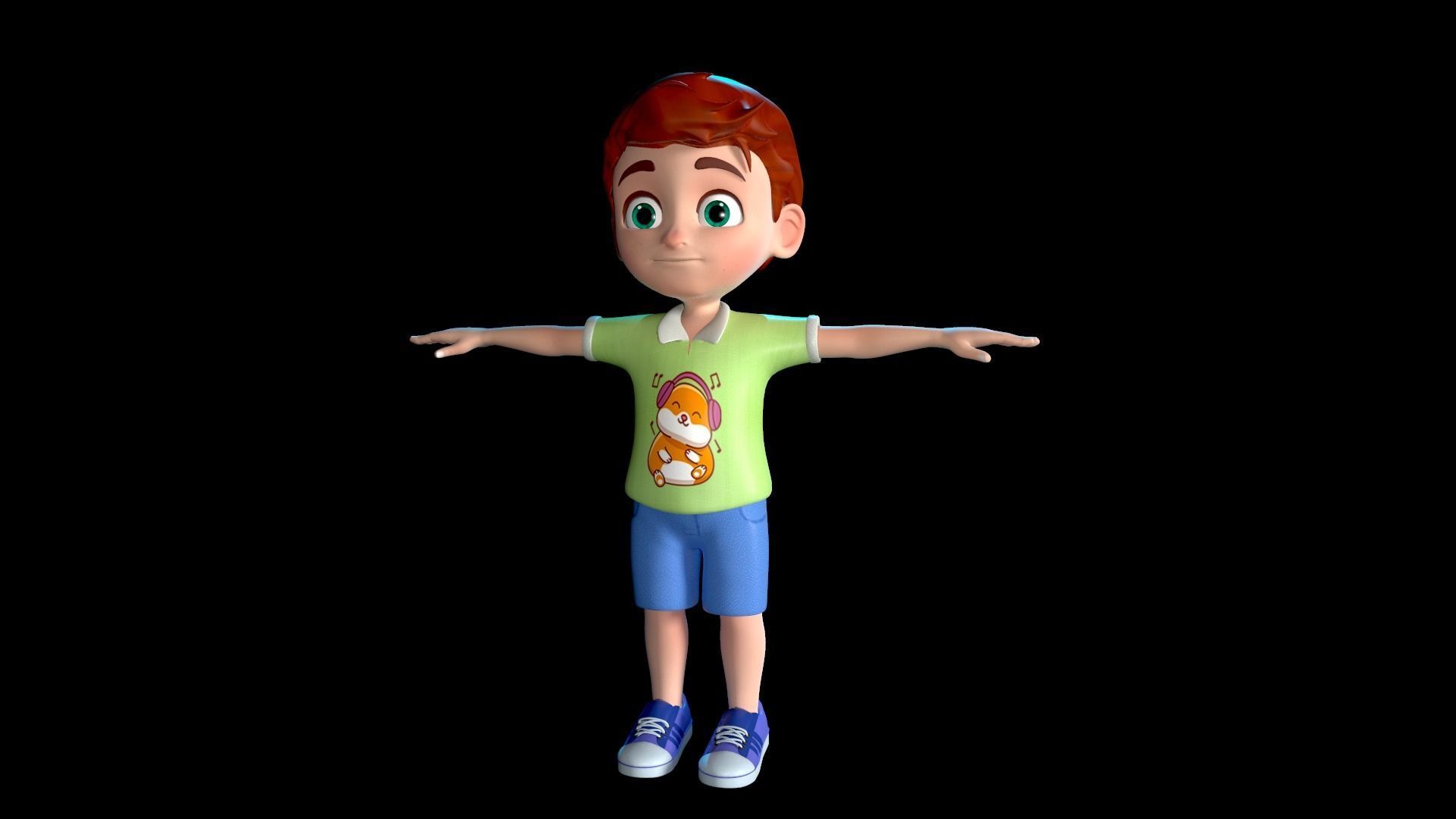 Cartoon Boy Rigged Character Low-poly 3D model_2