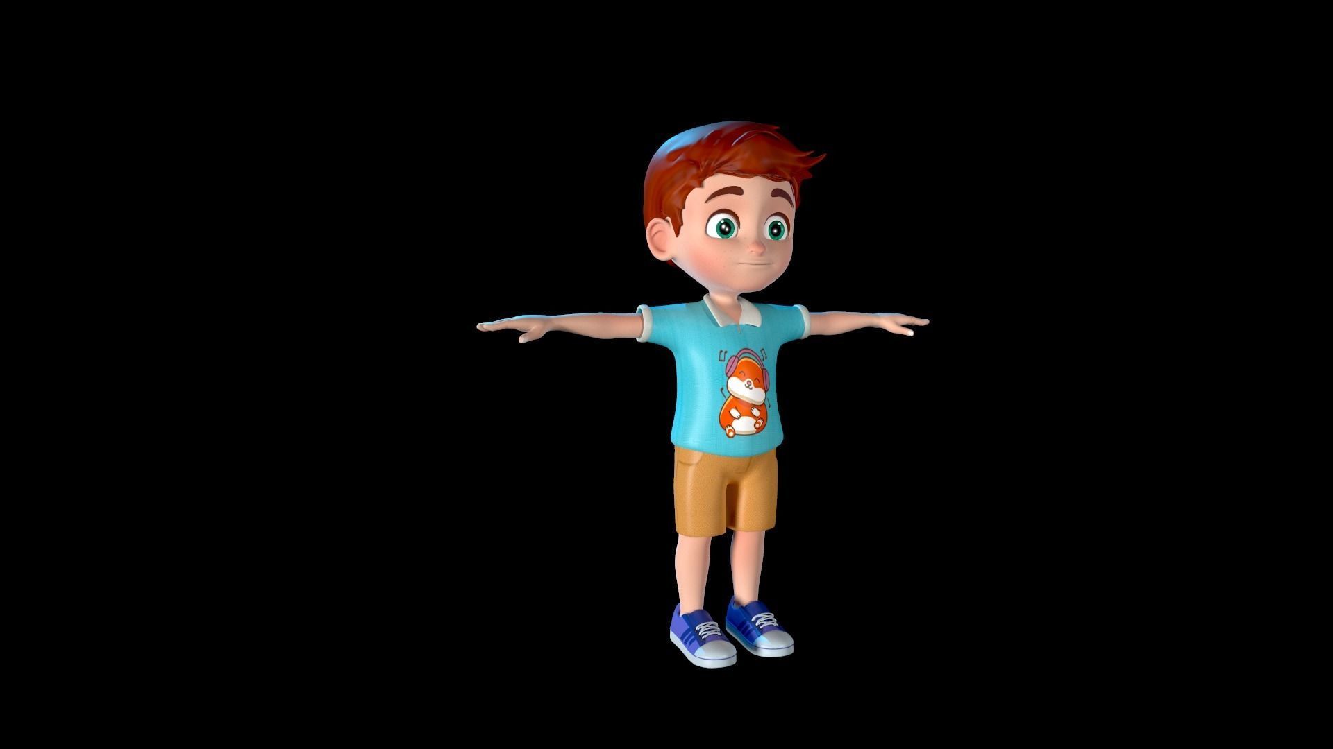 Cartoon Boy Rigged Character Low-poly 3D model_8