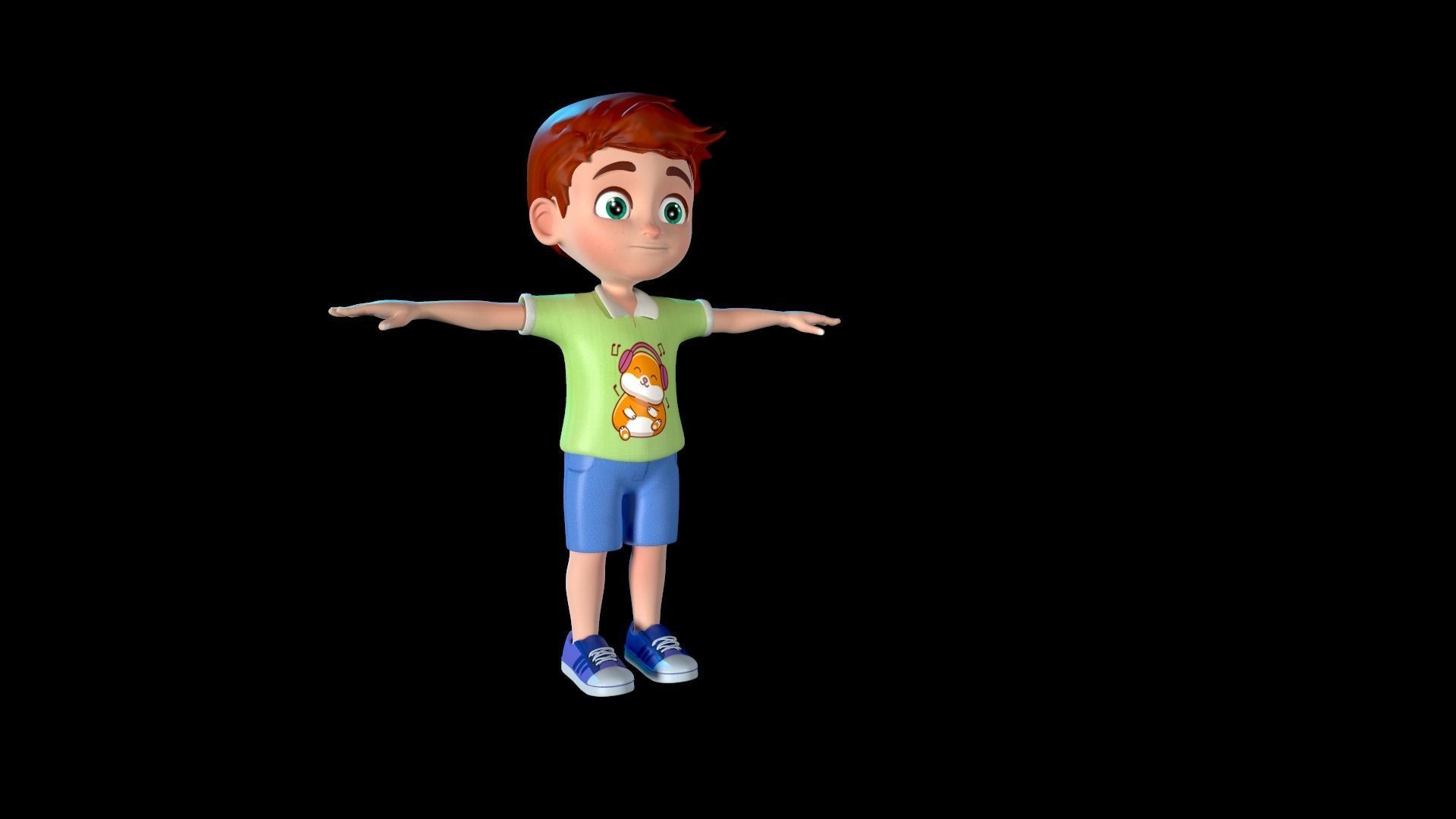 Cartoon Boy Rigged Character Low-poly 3D model_4