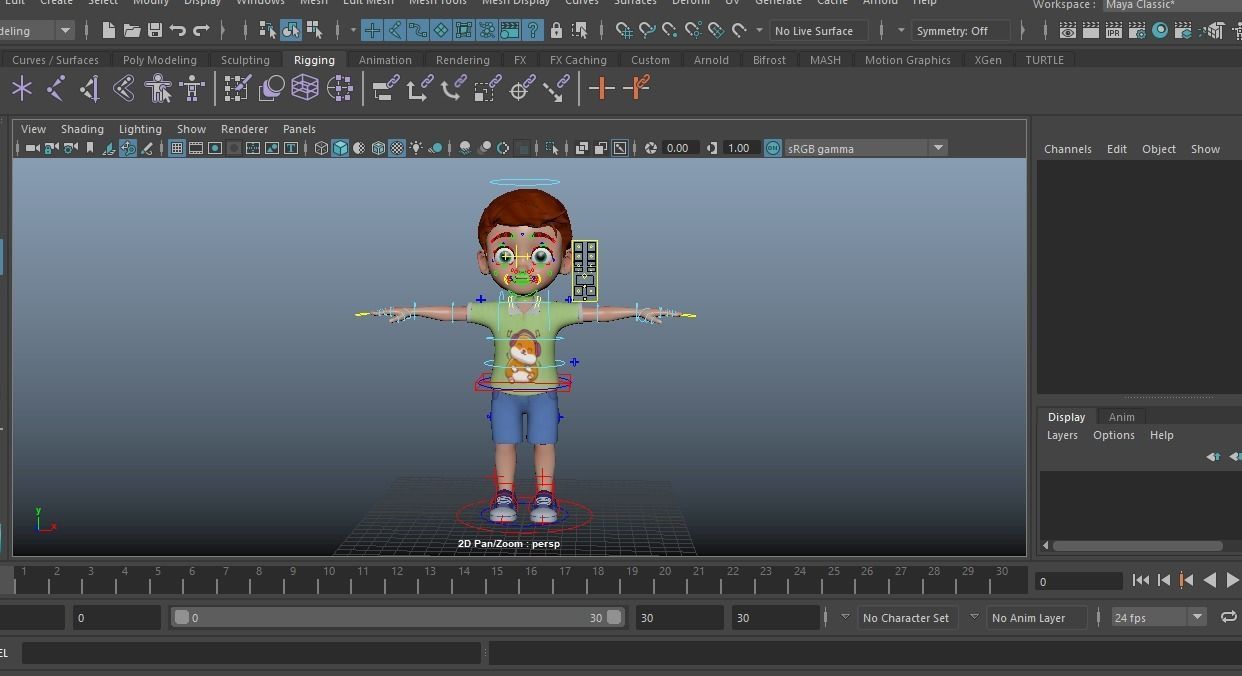 Cartoon Boy Rigged Character Low-poly 3D model_9